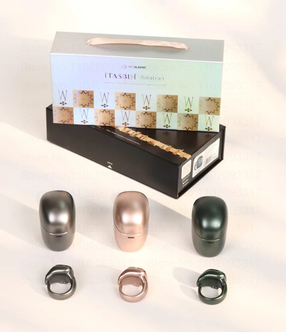 Weslamic Itasbih Faith Zikr Ring Lobpreis Intelligenter Digitaler Zikr Zähler für Muslime Gebetszeit mit Ladebox Vibrationserinnerung