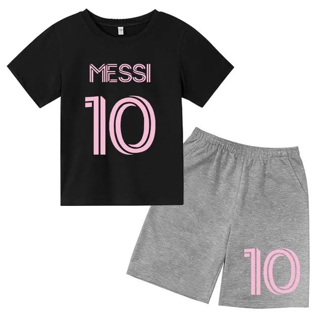 Maillot de football numéro 10 pour Garçons Filles de 3 à 12 ans, Ensemble décontracté T-shirt Manches Courtes + Short, Marque Tendance, Vêtements d'Été de Sport
