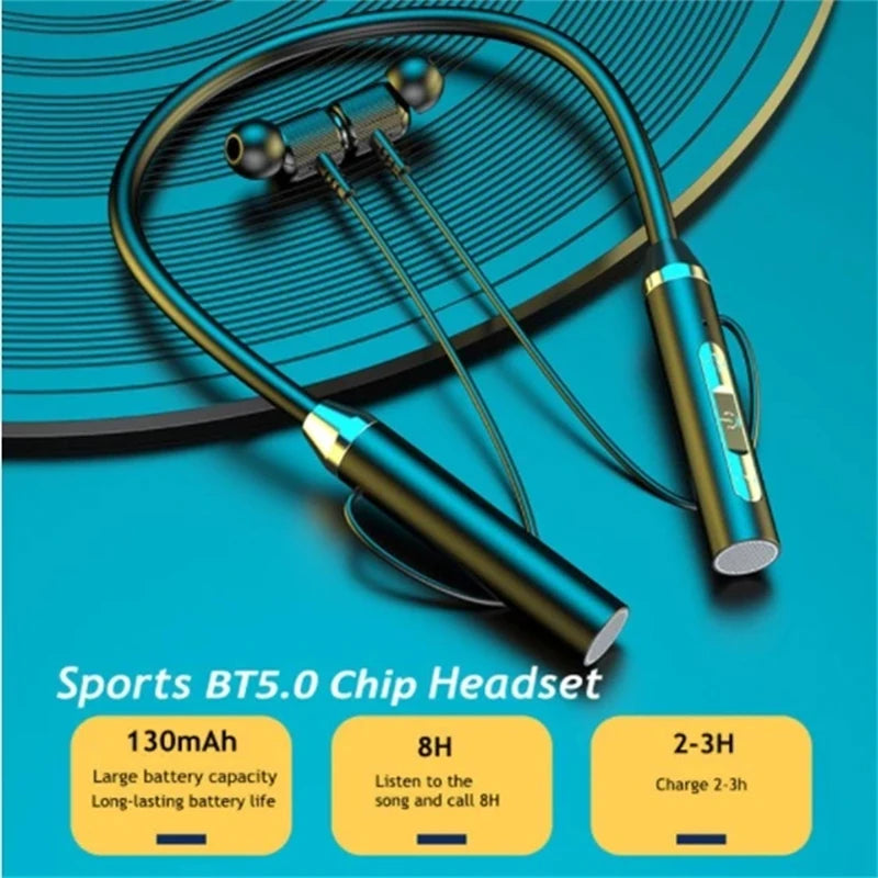 Écouteurs sans fil Bluetooth 5.0 Tour de cou en silicone Stéréo Hifi Casque Sportif Étanche Magnétique