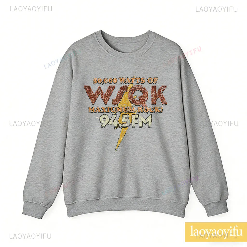 WSQK The Squawk 94.5 FM Radio Sweatshirt Wsqk Unisex Sweatshirts Vintage Sci-Fi Crewneck 80er Nostalgie Sweater Retro Shirt Geschenk