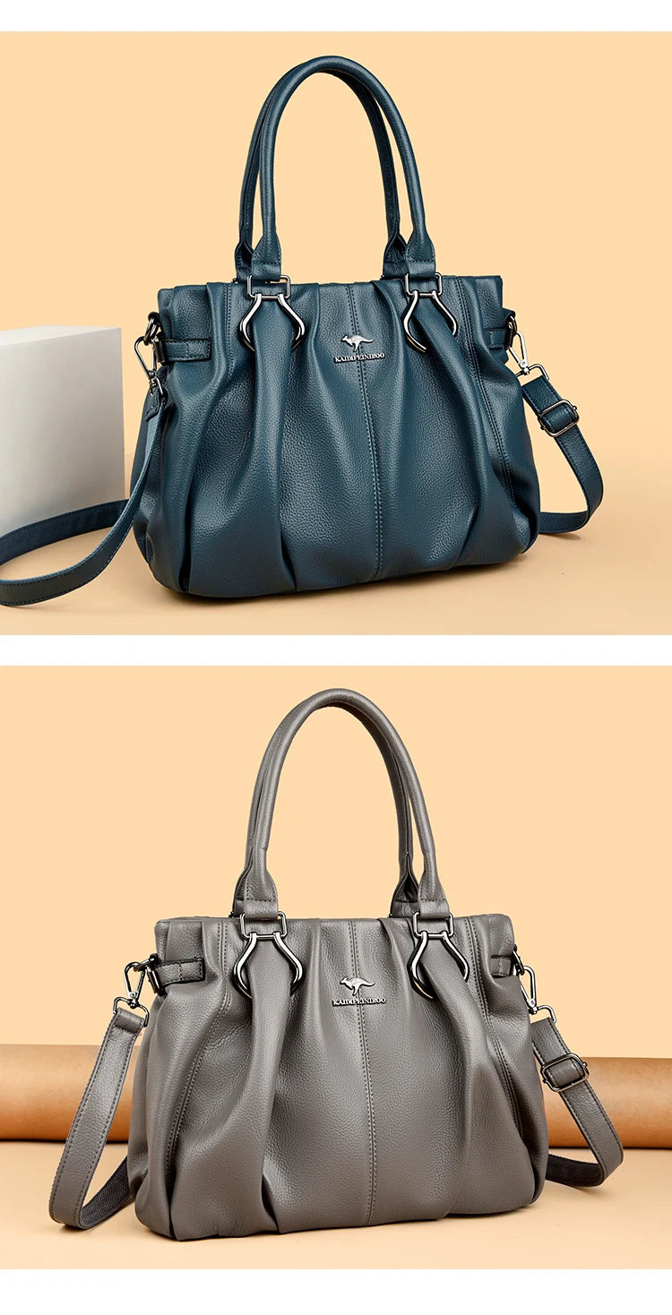 Sac cabas décontracté en cuir véritable, sacs à main de luxe pour femmes, sacs à main de marque, sacs à main en cuir souple de haute qualité pour le travail