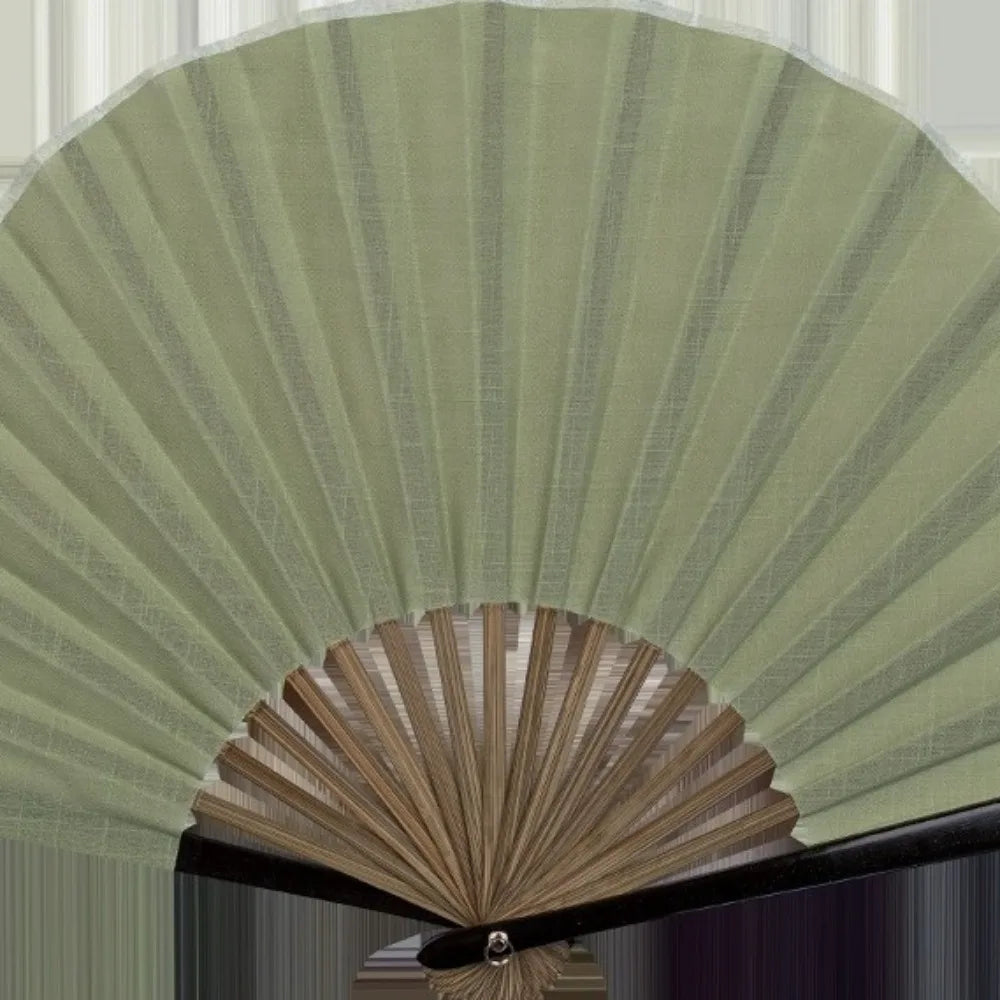 Mini ventilateur créatif rétro en coquillage, éventail pliable en tissu coton lin chinois, éventail portable de style chinois doux, cadeau éventail