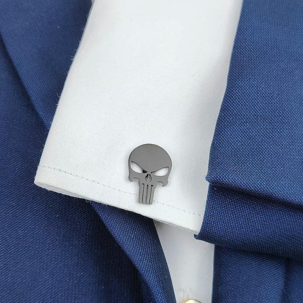 Manschettenknöpfe aus Edelstahl mit Totenkopf Vintage Personalisiertes Design Schmuck Skelett Manschettenknöpfe Party Hemd Ärmelknöpfe