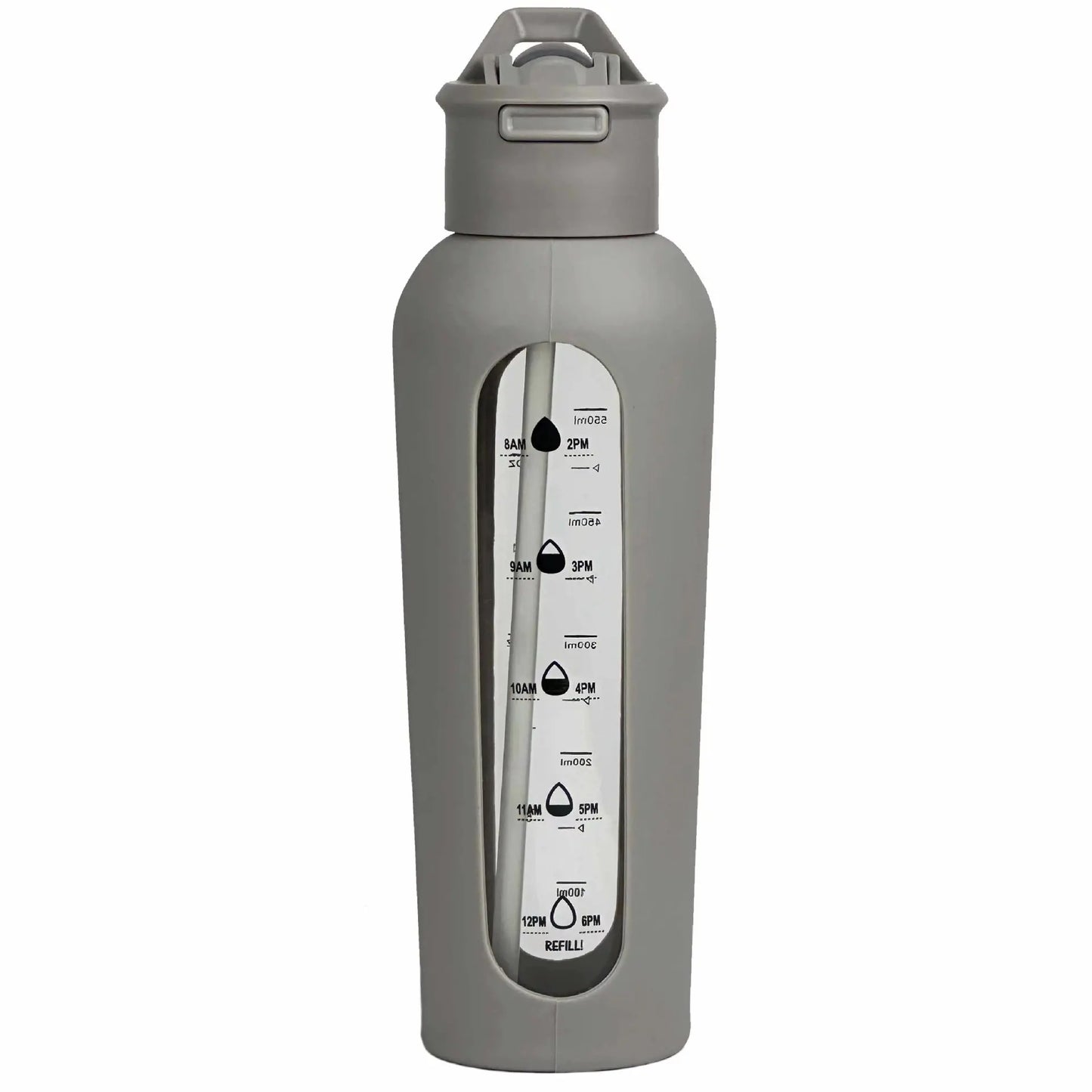 700Ml Handheld Cover Portable Sports Kettle Large Capacity Straw Cup with Graduated Silicone Cover Single-layer Glass Bottle