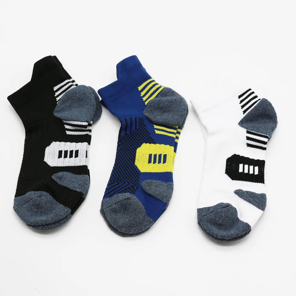 5 Paar neue Herrensocken, Frühling, knöchelhoch, dick gestrickt, Sportsocken, Outdoor, Fitness, atmungsaktiv, schnell trocknend, strapazierfähig, kurze Laufsocken