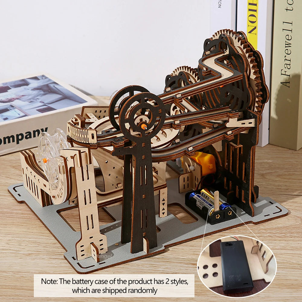 3D Holzpuzzle Murmelbahn Set DIY Aufbau Baukasten STEAM-Engine Lernspielzeug für Erwachsene Kinder Geburtstagsgeschenke