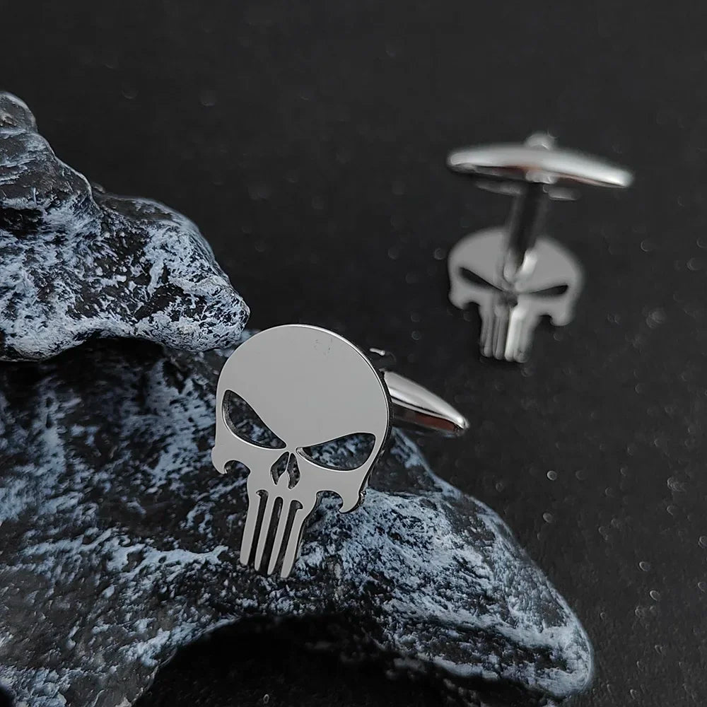 Manschettenknöpfe aus Edelstahl mit Totenkopf Vintage Personalisiertes Design Schmuck Skelett Manschettenknöpfe Party Hemd Ärmelknöpfe