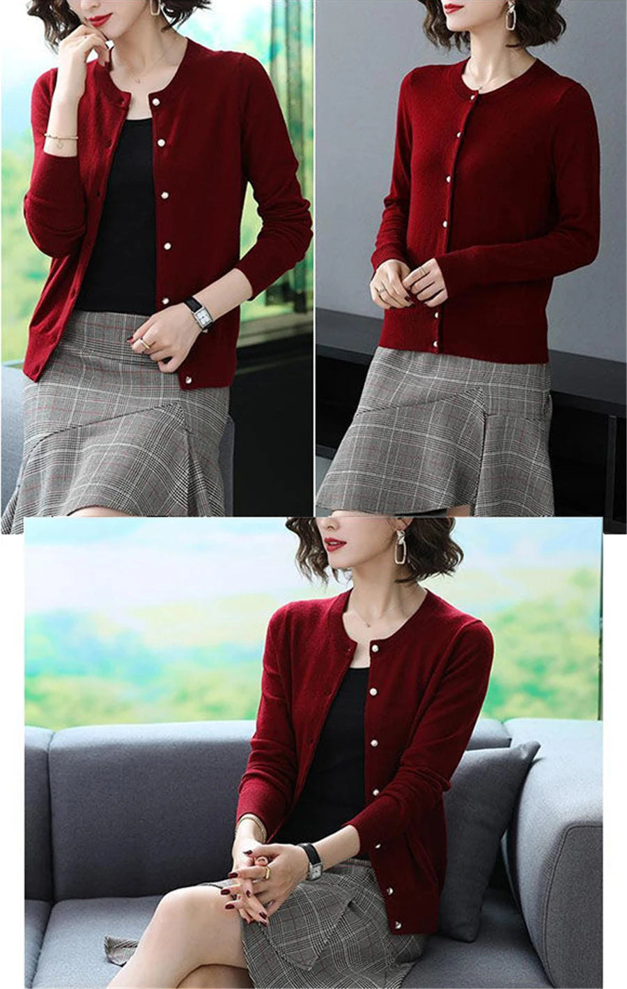 Spring Fall Slim Knit Cardigans Jacket Women Casual Korean Sweater Coats O-neck Knitwear Gilet Basic Single Breasted Malhas Tops