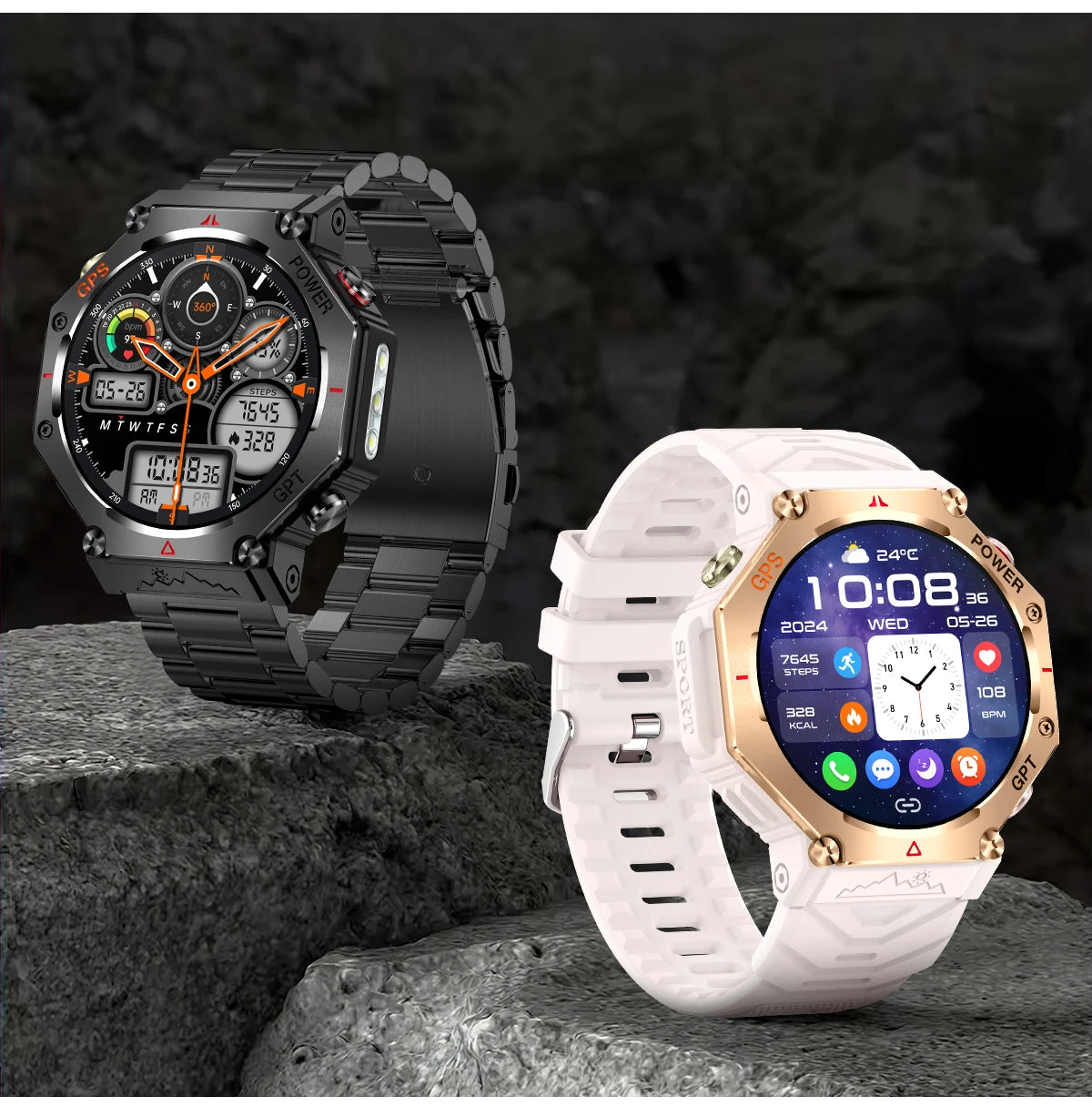 T-Rex 3 Ultra Militärische GPS-Smartwatch 10ATM Wasserdicht Kompass Höhenmesser Barometer AMOLED Herren HD Anruf Sport-Smartwatch