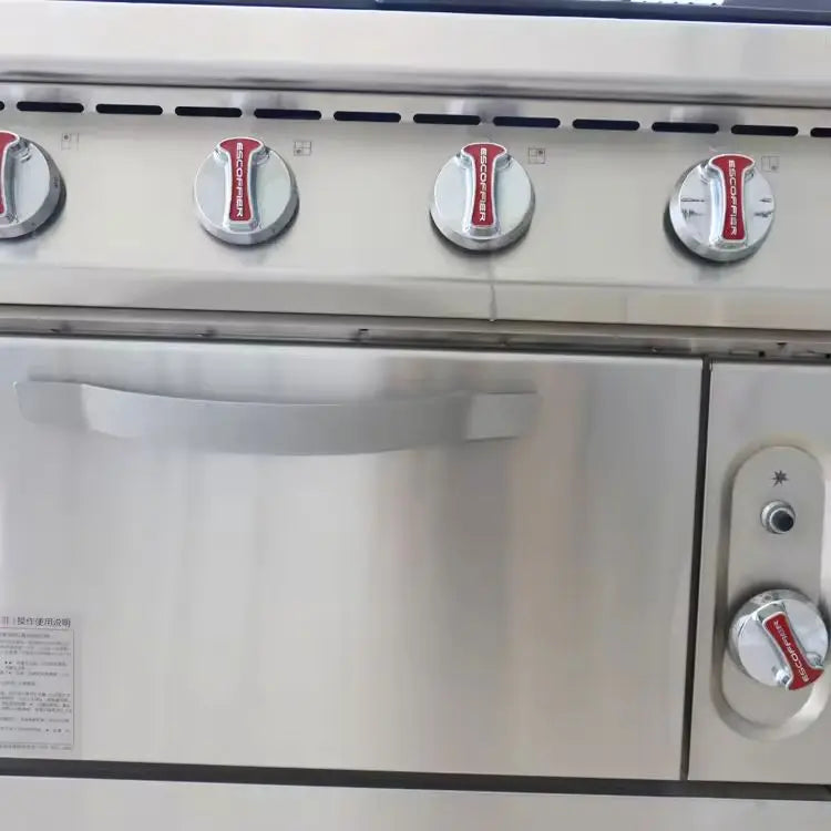 Cuisinière à gaz commerciale avec four, 4/6/8 brûleurs, en acier inoxydable pour restaurant et hôtel
