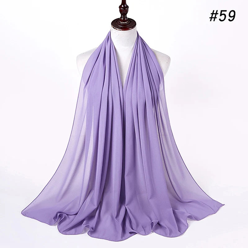 Hijab musulman en mousseline pour femmes, écharpe en mousseline bulle, voile pour femmes, musulmanes, islamiques, de couleur unie, malaisiennes, écharpes foulard musulman