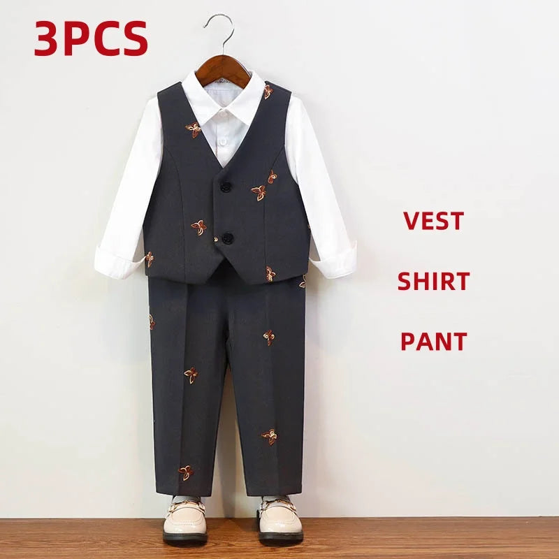 Herbst Winter Kinder Festanzug Für Jungen Schmetterling Stickerei College Jungen Anzug Kinder Mädchen Moderationsauftritt Kleider