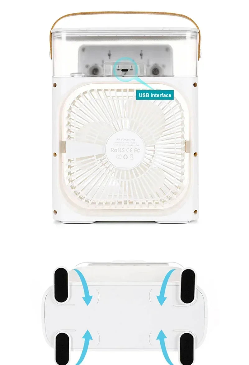 3-in-1-Ventilator, Klimaanlage, kleiner Haushalts-Luftkühler, LED-Nachtlicht, tragbarer Luftregulierungsventilator, Büro-Heimventilator, neu