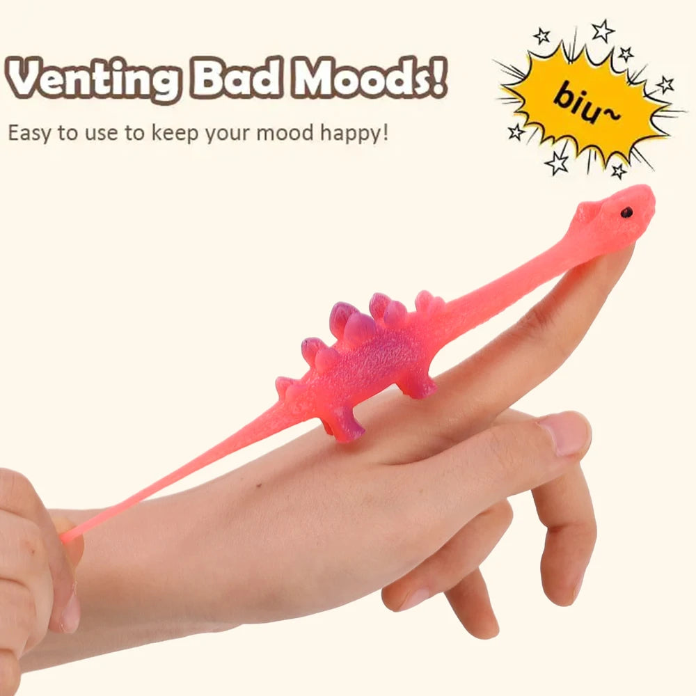 Lot de 10 Lance-Dinosaures Créatifs à Catapulte, Jouets Muraux Adhésifs pour Adultes et Enfants, Jouet Anti-Stress Lance-Dinosaures
