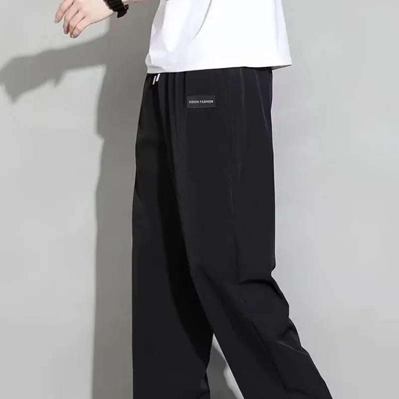 Pantalon de jogging ample et droit pour homme, fin et à séchage rapide, pour l'été, sport et décontracté, mode masculine 2024