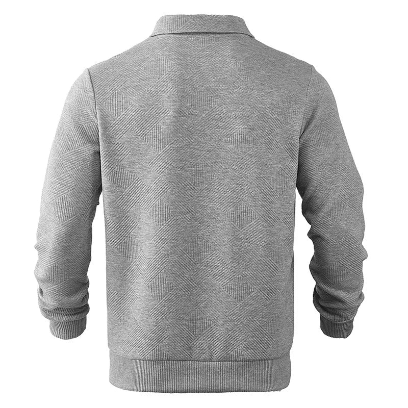 24 grenzüberschreitendes beliebtes Herbst-Langarm-Revers-Reißverschluss-Herren-Freizeit-Poloshirt