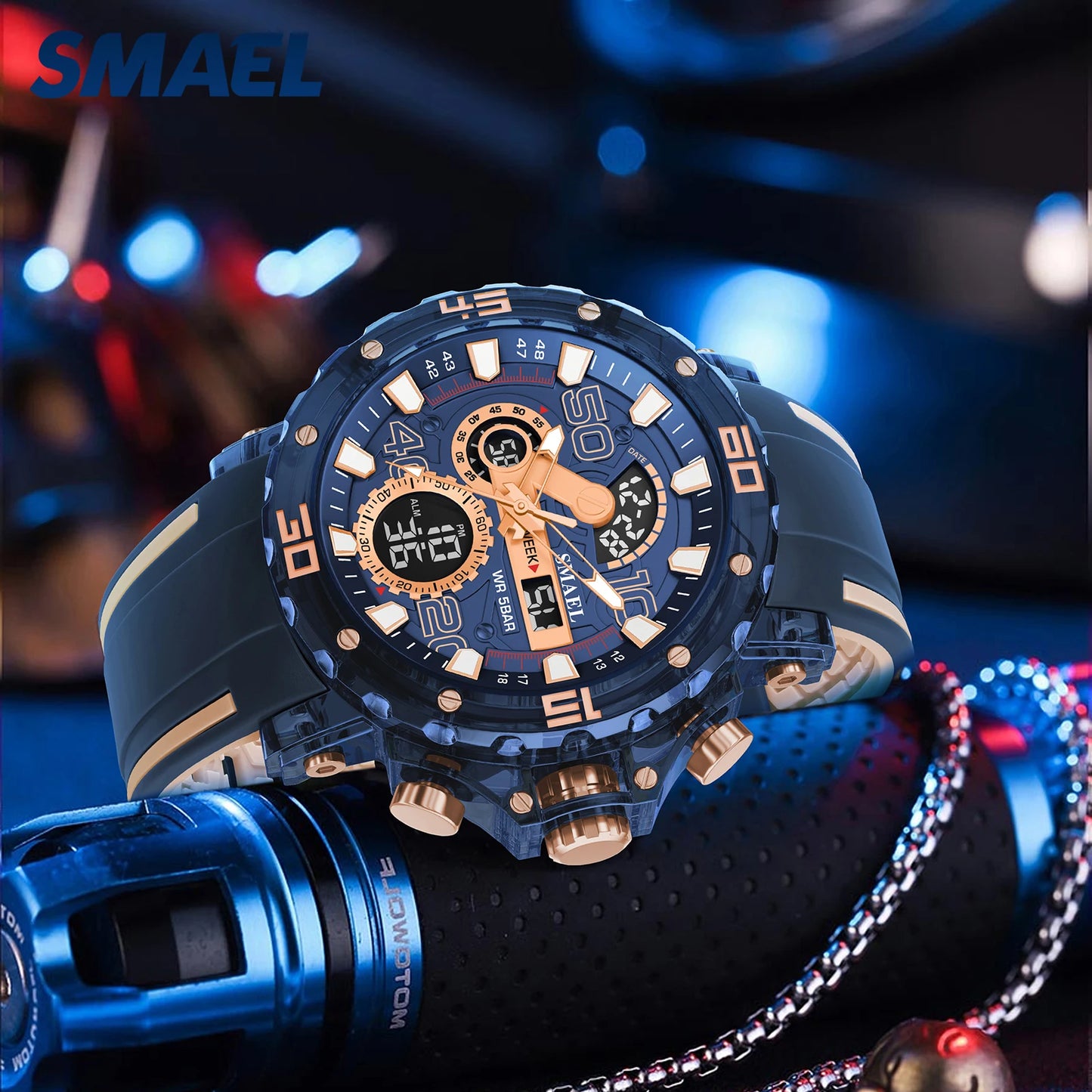 Montres Militaires Hommes Montre 2025 Nouvelle 50M Étanche Chronomètre Alarme Lumière LED Montres Digitales 8136 Montre Sport Homme