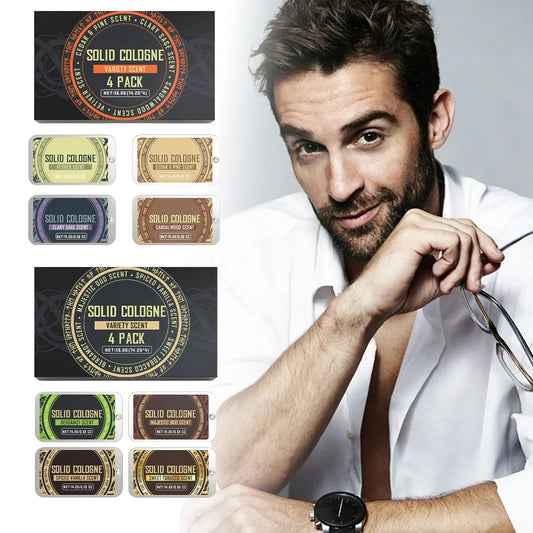 4In1 Pheromone Solid Cologne Set Woody Scent Lasting Natural Fragrance Release Charming Confidence Pocket Deodorant Solid Balm