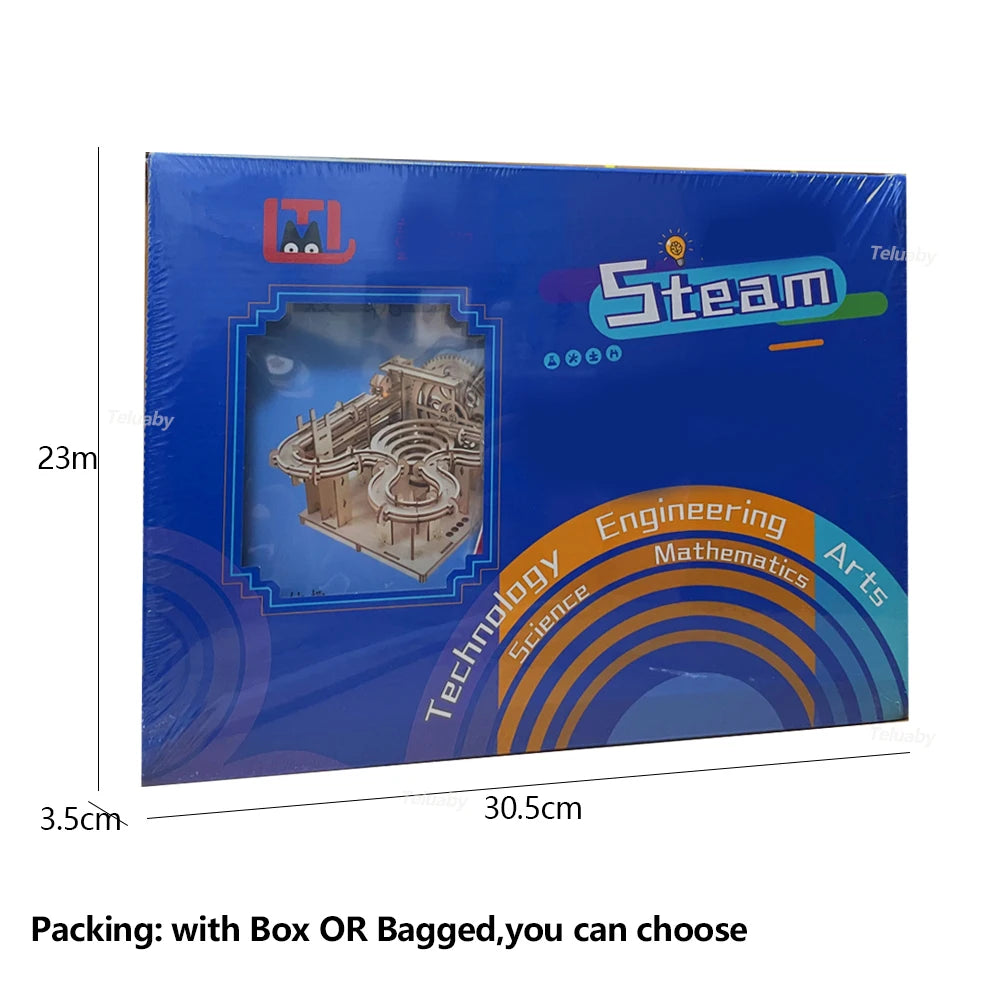 Maquette mécanique 3D en bois à monter soi-même – Kits de construction – Jeu de labyrinthe à billes avec 4 billes – Cadeau pour adultes et enfants