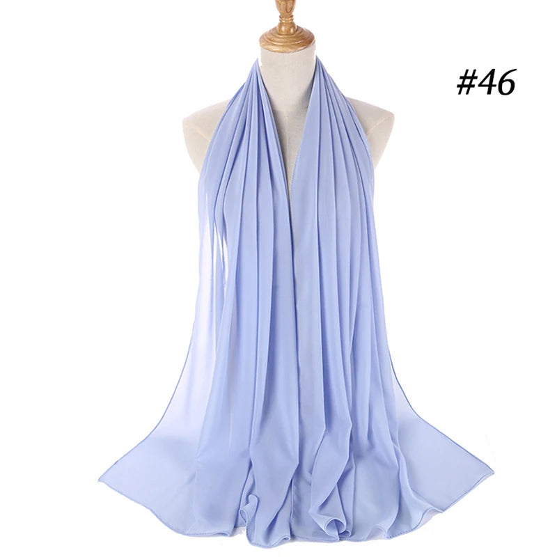 Hijab musulman en mousseline pour femmes, écharpe en mousseline bulle, voile pour femmes, musulmanes, islamiques, de couleur unie, malaisiennes, écharpes foulard musulman