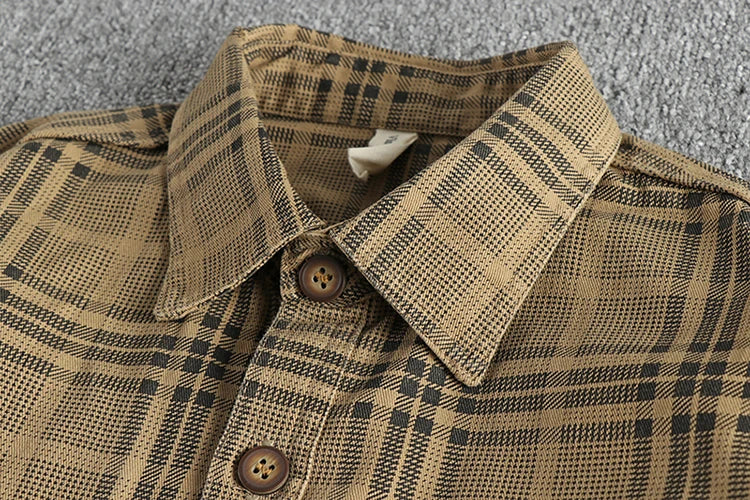 Fashionable Checked Cotton Shirt for Men, Ideal for Autumn Casual Wear, Washable Thin Jacket