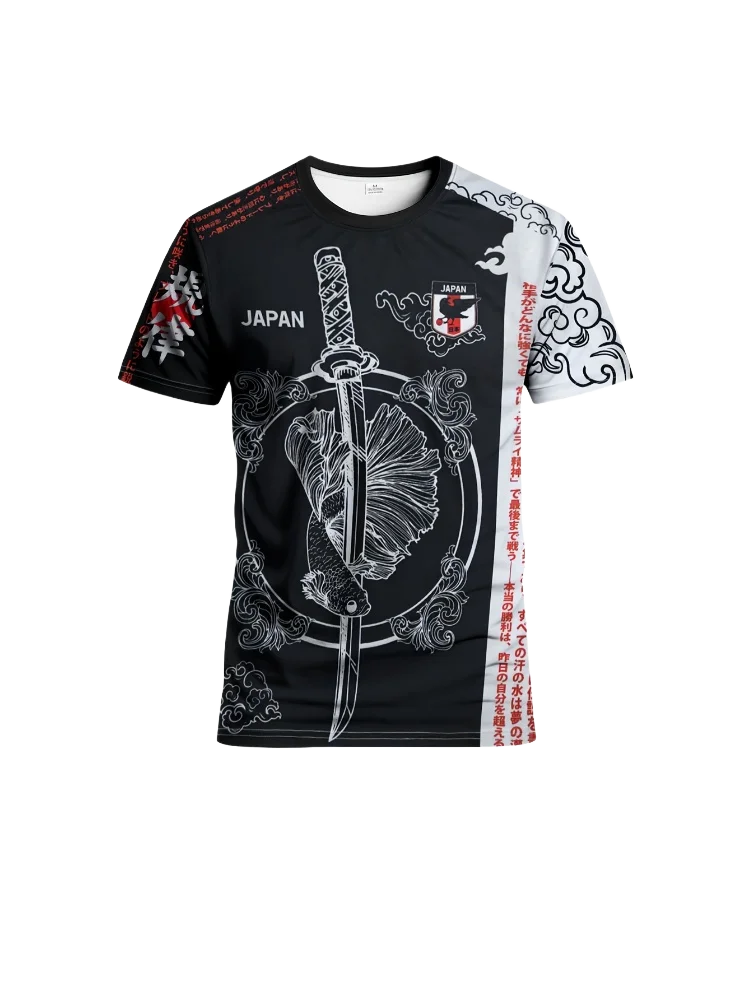 Japanische Sonderedition Herren-Fußballtrikot Rundhals bequemes Sportoberteil schweißabsorbierend atmungsaktiv Japanische Kampfku