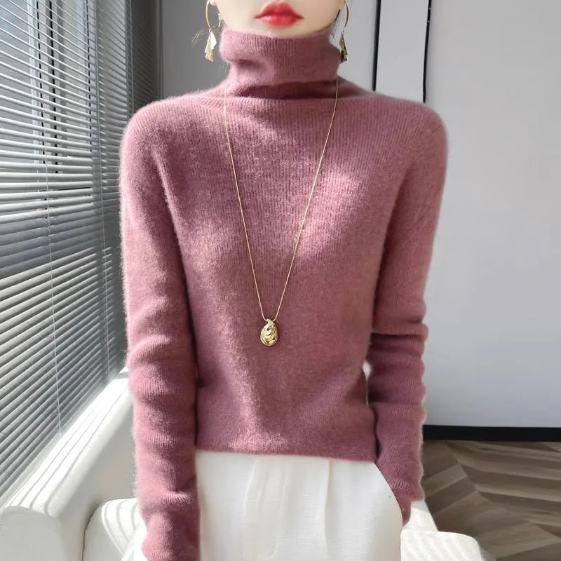 Women Sweater Turtleneck Slim Pullovers Autumn Winter Warm Bottoming Shirts Jumpers Basic High Strecth Korean Knitwear 2026