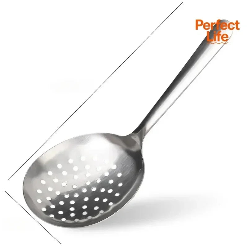 Stainless Steel Soup Ladle Long Handle Slotted Spoon Fruit Food Scoop Kitchen Tablespoon Cooking Utensils For Serving Straining