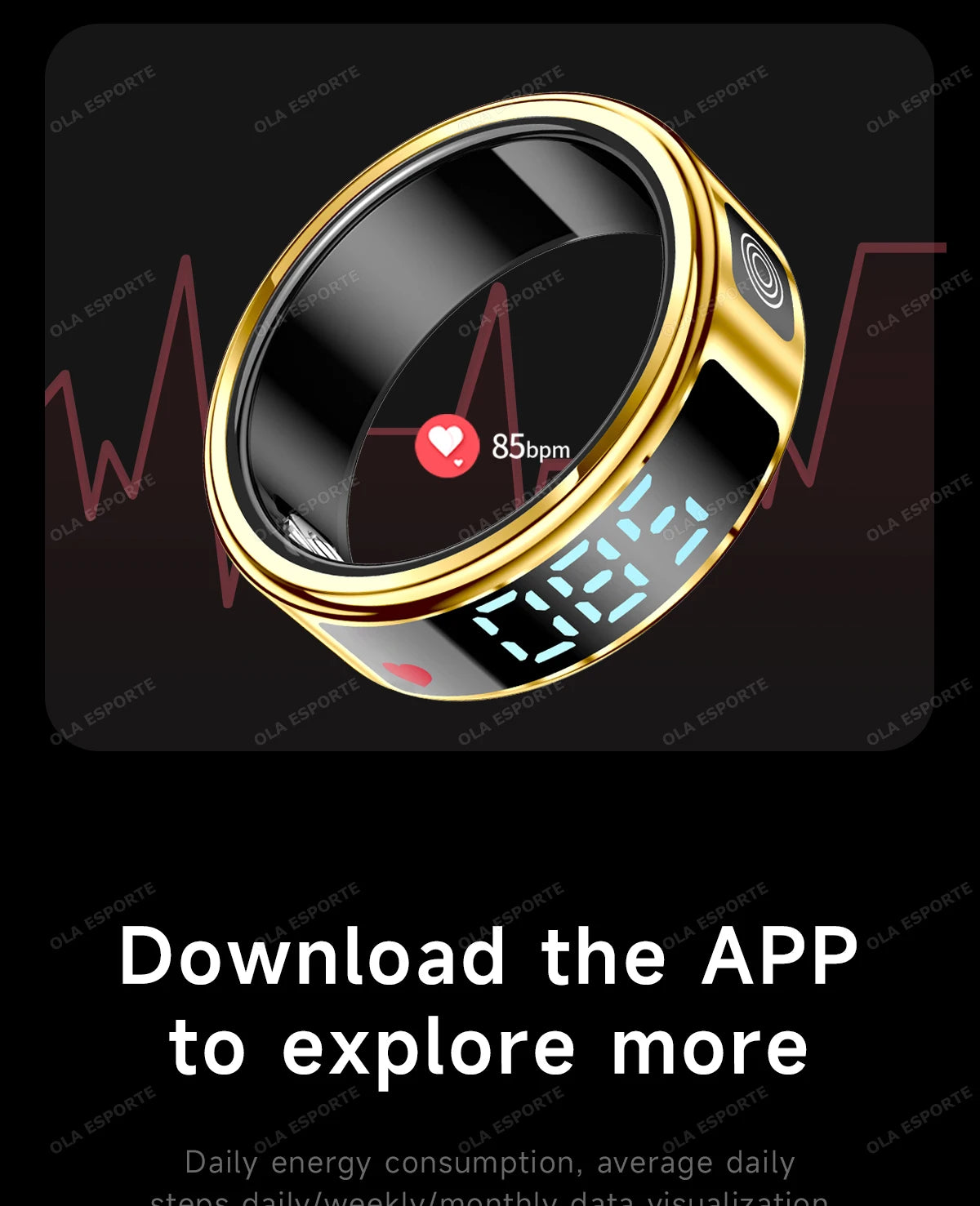 New LED Display Screen Smart Ring 5ATM Waterproof Heart Rate Sleep Multi Function Fitness Sports Rings Pedometer Men's women's
