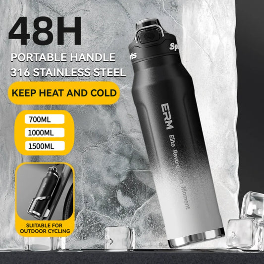 Cold And Hot Insulated Water Bottle Stainless Steel Flasks Double Wall Portable With Handle Sports Outdoor Cup