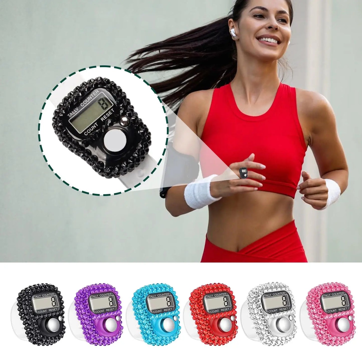 1pc Digital Finger Ring Counter with LCD Resettable Electronic Islamic Tasbih Prayer Counter Adjustable Tally Clicker for Sports