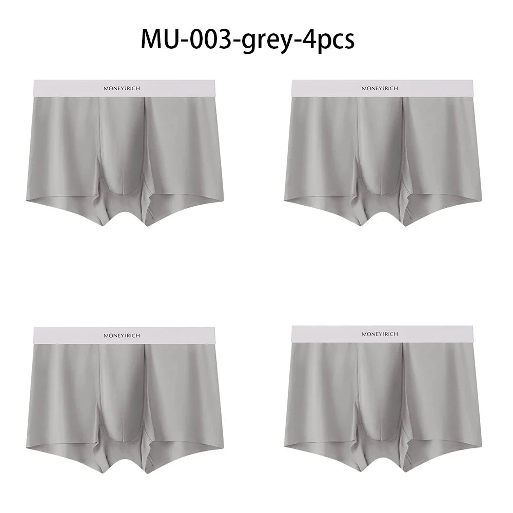 Herren 4er-Pack Feuchtigkeitsableitende, schnelltrocknende, nahtlose, antibakterielle Boxershorts mit hoher Elastizität, rutschfeste Sportunterwäsche