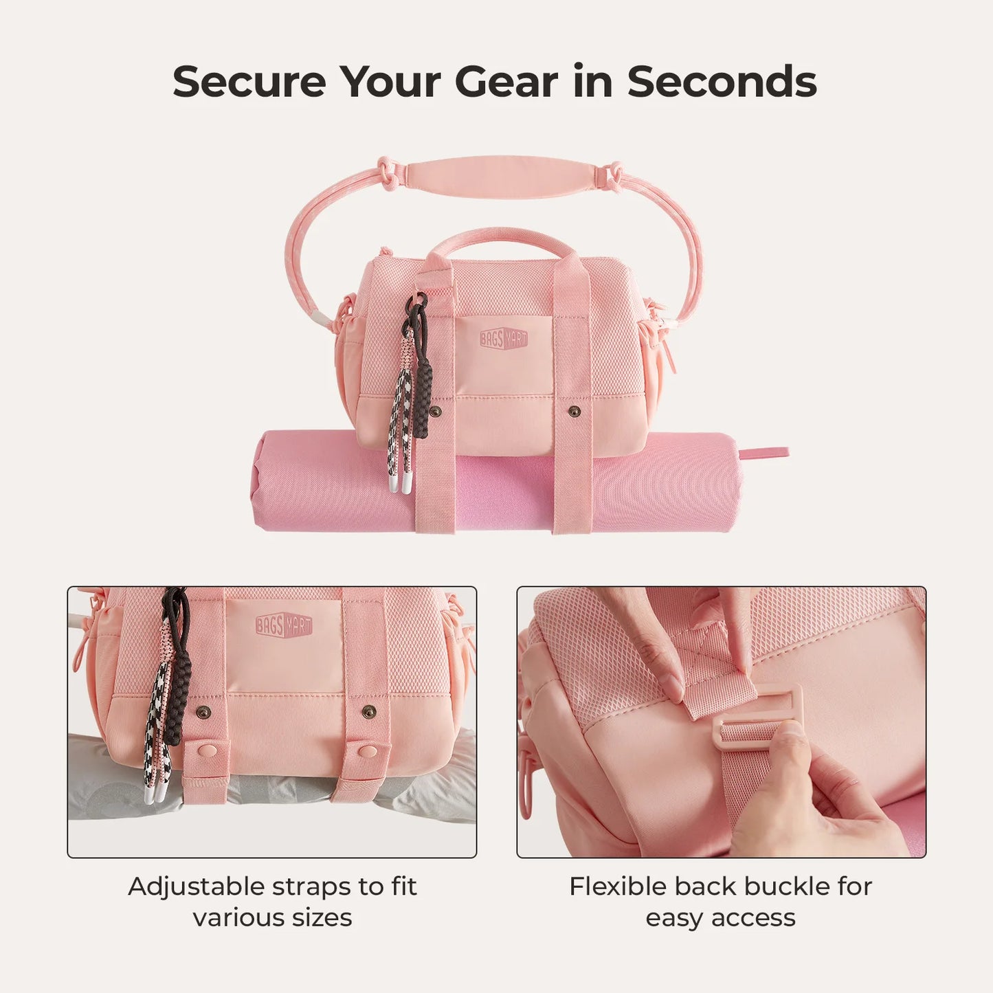 BAGSMART Boston Tasche für Damen, Mini-Reisetasche, Umhängetasche, wasserdicht, mit Nassfach, für Fitnessstudio, Reisen, Alltag, Strand, Wochenendausflug