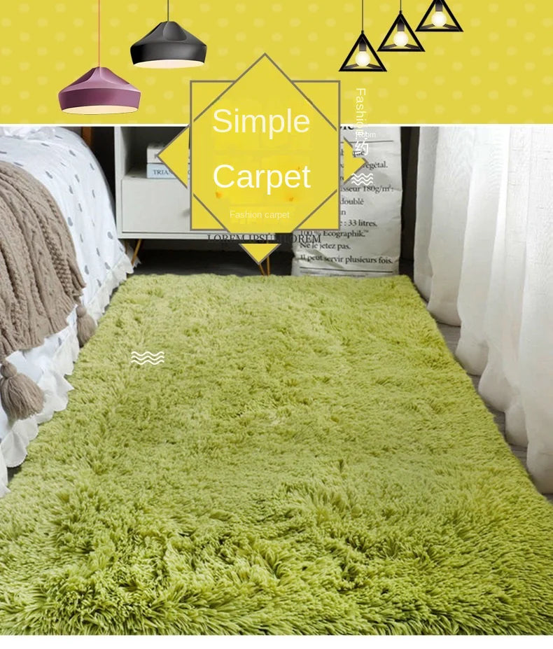 VIKAMA Simple Modern Silk Hair Tie-Dye Carpet Plush Soft Living Room Bedroom Bed Blanket Children's Room Non-Slip Floor Mat