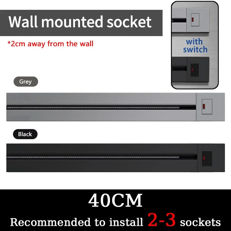 Wall Electrical Track Socket Home Kitchen Office Removable Extension Rail Socket Round Module Surface Mounted In The Countertop