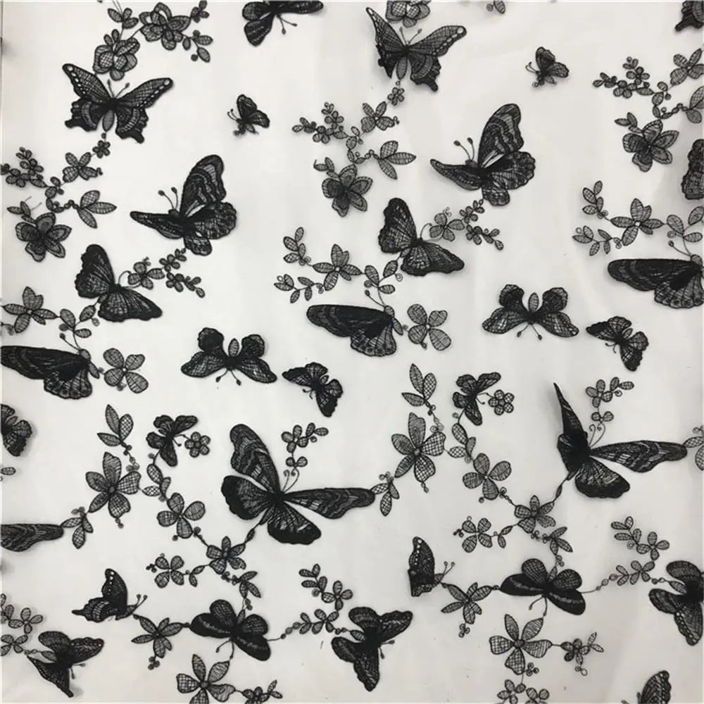 1 Yard Butterfly Lace Fabric Flower Embroidery Soft Tulle Fabric for Wedding Bridal Dress Party Dress Home Decor 150CM Wide