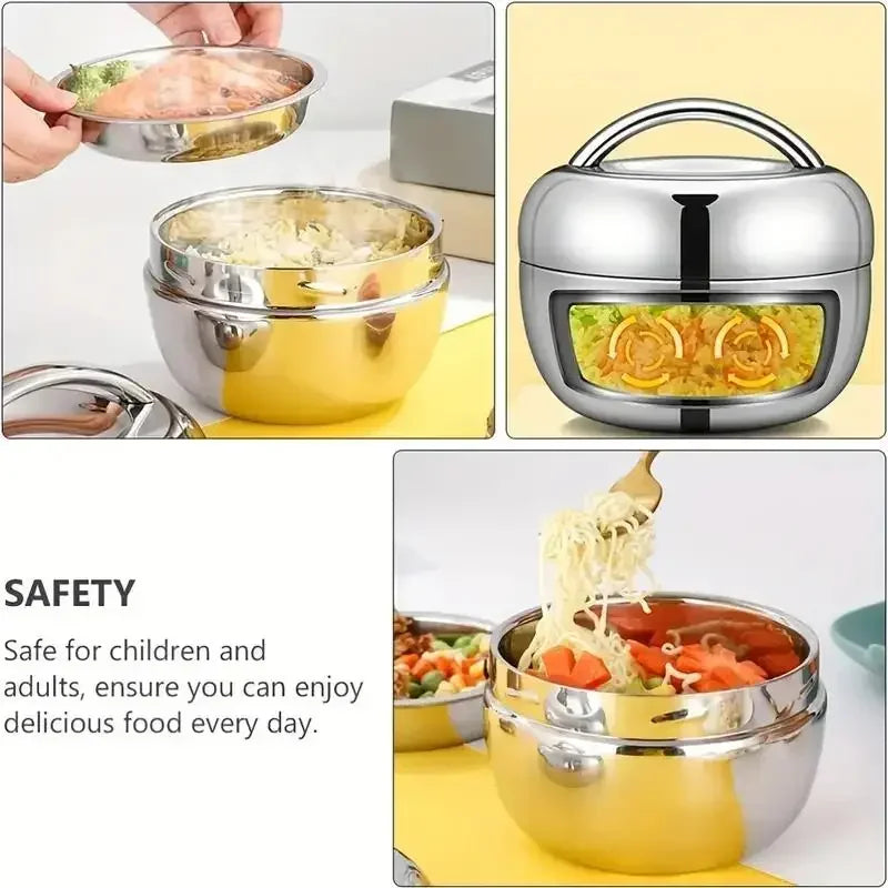 1 Bouteille isotherme pour aliments chauds, Boîte à lunch en acier inoxydable, Boîte Bento de voyage isolée sous vide à double paroi anti-brûlure, Boîte à lunch portable