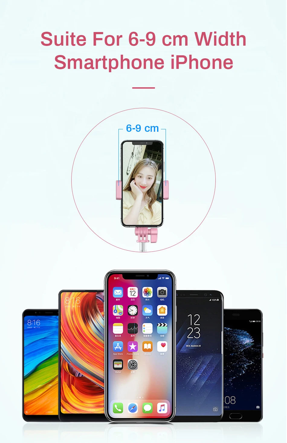 4in1 Wireless Bluetooth Compatible Selfie Stick LED Ring light Extendable Handheld Monopod Live Tripod for iPhone X 8 Android