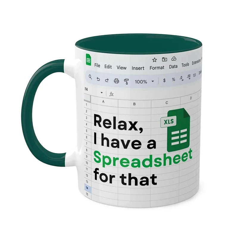 Kreativer tragbarer Excel-Muster-Keramikbecher für Zuhause, Büro, Schreibtisch, Kaffeebecher, Wasserbecher, lustiges Geschenk, 1 Stück