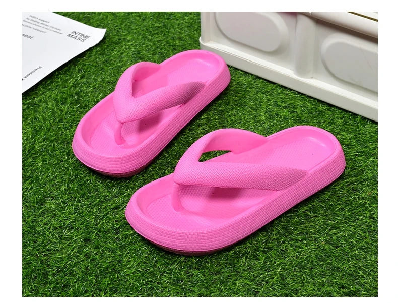 Ladies Lightweight Solid Color Sandals - Casual Indoor/Outdoor Couples Flip Flops, Comfortable Slip-On Beach Footwear