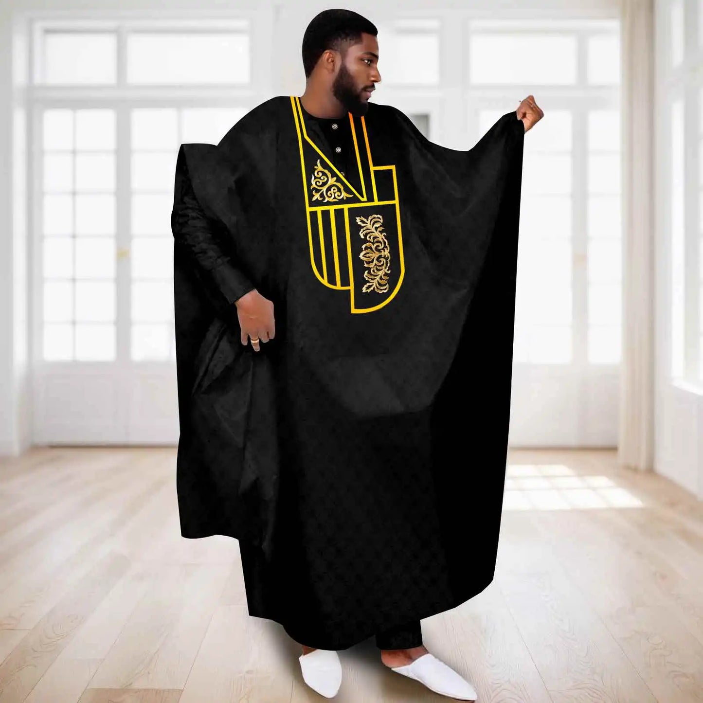 APTX Afrikanische Kleidung für Herren Muslimischer Kaftan Weiß Traditionelle Hochzeit Party Anzug Hemd Hose 3-teiliges Set Dashiki Agbada Ramadan 2516047