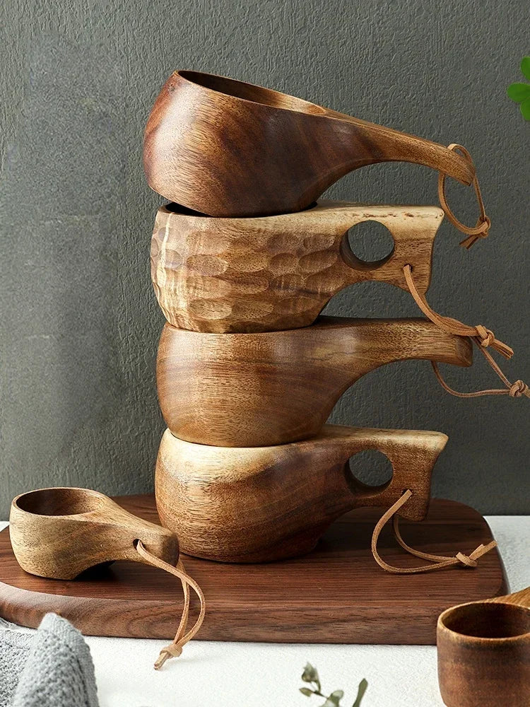 Holz Finnland Tasse Kreativ Outdoor Camping Reise Holzbecher Nordischer Stil Handgemachte Milch Kaffee Bar Bierkrüge