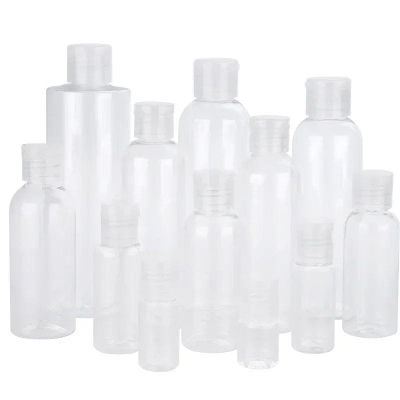 Lot de 30/50/100 flacons compressibles en plastique de 5 à 120 ml avec bouchon à clapet, en PET, pour lotion, shampoing, échantillons cosmétiques, flacons de voyage