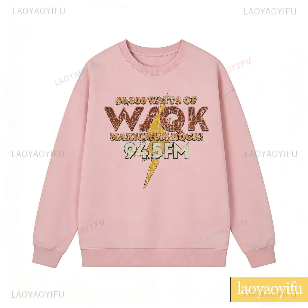 WSQK The Squawk 94.5 FM Radio Sweatshirt Wsqk Unisex Sweatshirts Vintage Sci-Fi Crewneck 80er Nostalgie Sweater Retro Shirt Geschenk
