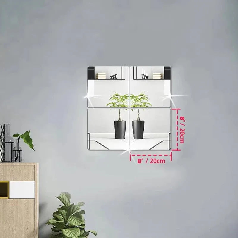 Stickers muraux 3D décoratifs auto-adhésifs en forme de miroir, 4 pièces, taille 20/30 cm, adaptés aux maisons, bureaux, chambres, etc.