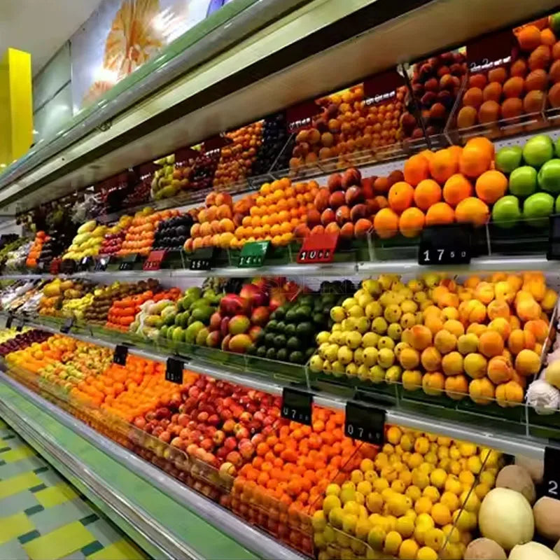 Kundenspezifischer kommerzieller Gemüse-Obstkühler Multideck Offener Kühlregal Kühlschrank