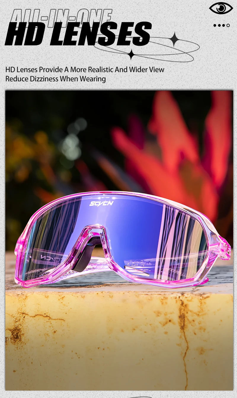 SCVCN Lunettes de soleil photochromiques d'extérieur, lunettes de cyclisme pour hommes, lunettes de vélo pour femmes, VTT, vélo de route, lunettes de cyclisme UV400