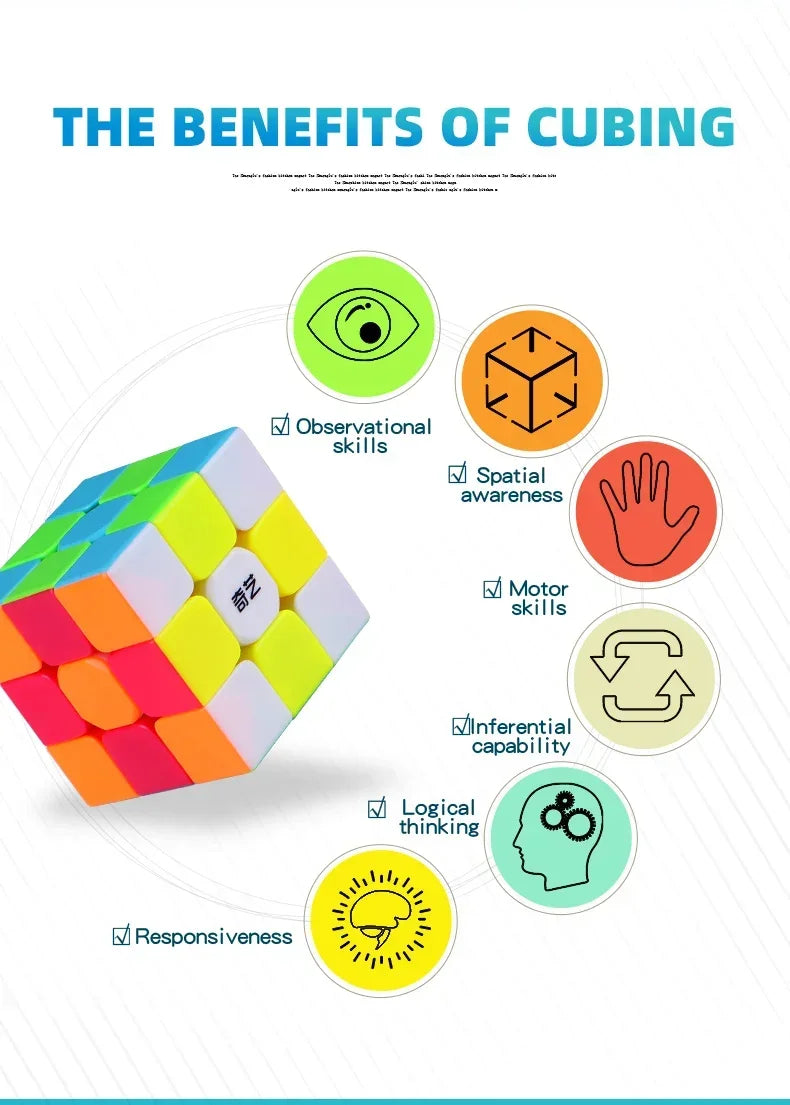 QIYI Cube Magique Vitesse 2x2 3x3 4x4 5x5 6x6 7x7 Autocollants Noirs Casse-tête Cube Magique Jouets Éducatifs Enfants