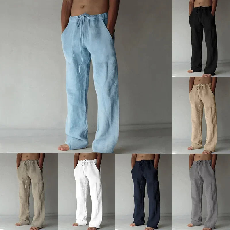 ropa hombre baggy pants Pantalon décontracté en coton et lin pour hommes, respirant, ample, Streetwear, Jogging, Automne, Été