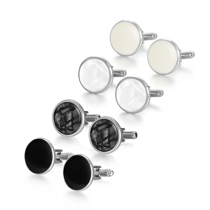 4 paires de boutons de manchette pour hommes avec boîte cadeau, boutons de manchette pour chemises d'homme, cadeaux pour invités de mariage, cadeau pour mari, pince à cravate d'affaires T0204022